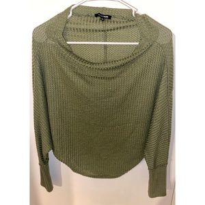 Fashion Nova Olive Crop Top Long Sleeve